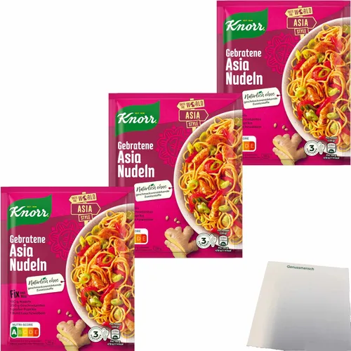 Knorr Fix Gebratene Asia Nudeln 3 Portionen 3er Pack 3x30g Packung usy Block