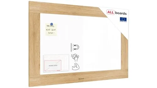 ALLboards Magnetisches Whiteboard PREMIUM 90x60 cm mit Eichendesign - Vielseitiges magnetisches Whiteboard mit langlebiger Oberfläche für Notizen und Präsentationen. Stilvoller Rahmen im Eichendesign, ideal für Büro und Zuhause. Perfekt zur Organisation und kreativen Gestaltung!