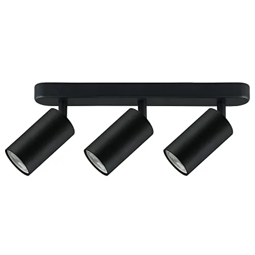 Maclean MCE453 B Deckenstrahler 3-Flammig 3x GU10 Fassung für LED & Halogen Leuchtmittel bis 35W Deckenleuchte Wandstrahler 55x100mm Drehbar Schwenkbar (3-Flammig ohne Leuchtmittel, Schwarz)