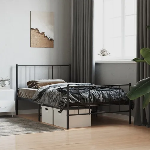 Maison Exclusive Bettgestell Metall Schwarz 100x190 cm