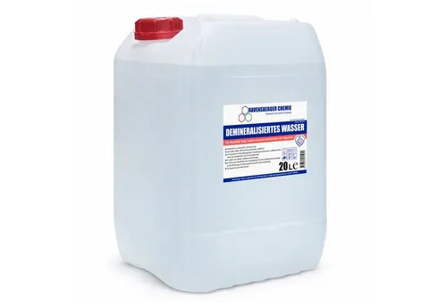 Ravensberger Chemie Bügelwasser VE-Wasser Demineralisiertes Wasser - 20 L, 20 Liter Kanister von Ravensberger Chemie - demineralisiert & entionisiert, kalkfrei für Auto, Batterie, Haushalt, Dampfbügeleisen und Labor
