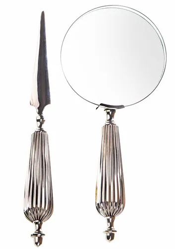 Schreibtisch Set Leselupe Brieföffner Silber Lupe Sehhilfe Vergrösserungsglas