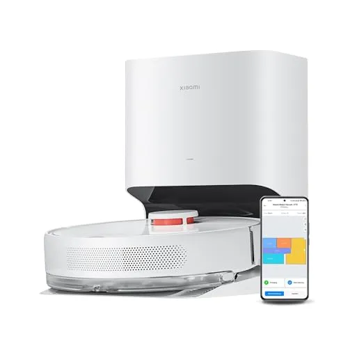 Xiaomi Robot Vacuum X10 BHR6068EU - Weißer Saug- und Wischroboter mit 4.000 Pa Saugleistung, LDS-Navigation und automatischer Staubentsorgung für mühelose Reinigung