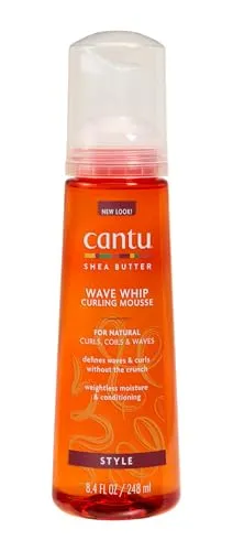 Produktbild Cantu Wave Whip Curling Mousse – tief eindringende Pflegebehandlung – spendet intensive Feuchtigkeit – macht das Haar weich und griffig – für geschädigtes, trockenes oder raues Haar – 248 ml