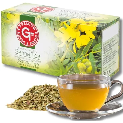 Premium-Senna-Teeblätter und Frucht-Laxativ, 20 Teebeutel zur Linderung von Verstopfung, Senna-Blatt Colon Cleanse Tee, Kräutertee – Chinesischer Diättee (Pack of 1 (Count 20))