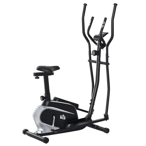 HOMCOM Crosstrainer für Zuhause Magnetischer Ellipsentrainer mit 8 Widerstandsstufen 3KG Schwungrad LCD-Monitor, Heimtrainer belastbar bis 100 kg