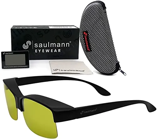Saulmann® ✅ Polarisierte Unisex Überzieh Blendschutzbrille - Kontrast Outdoor- & Nacht Fahrbrille mit UV-Schutz gegen blendendes Licht und Antireflexbeschichtung - Polbrille SM2179