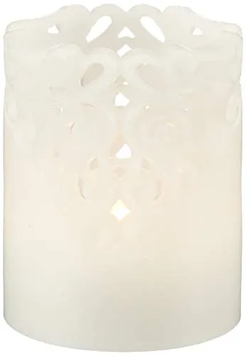 LED Kerze Clary von Star Trading, Kerzenlicht warmweiß mit Timer, batteriebetriebene Weihnachtsdeko für innen aus Wachs in Weiß, Höhe: 10 cm