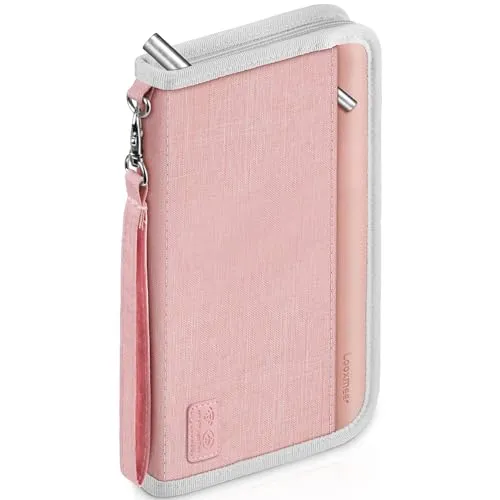 Looxmeer Reisepass Tasche Familie Reisepasshülle mit RFID-Blocker, Wasserdicht Reiseorganizer, Travel Organizer Damen Herren für Reisedokumente kreditkarten Tickets Ausweis, Rosa