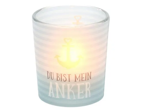 Dekohelden24 Windlicht Windlichtglas inkl. 1 Teelicht, Du bist mein Anker. (1 St)
