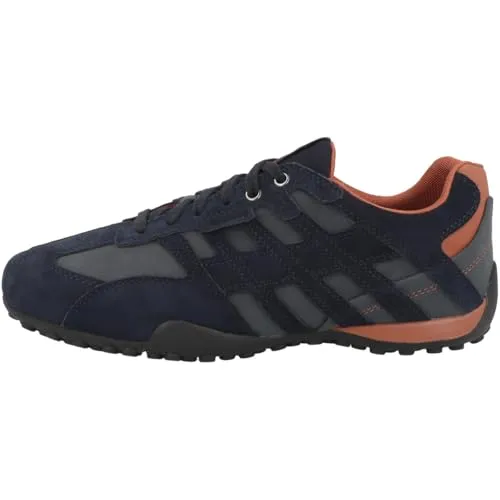 Geox UOMO SNAKE A - Herren Leder Sneaker blau, Schuhgröße: 45 EU - Sneaker für Herren mit RESPIRA™ Technologie, die Atmungsaktivität und Komfort bietet. Ideal für Freizeitaktivitäten und im urbanen Stil, aus hochwertigem Veloursleder.