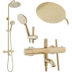 Duschsystem mit Thermostat und Regendusche in gold von REA