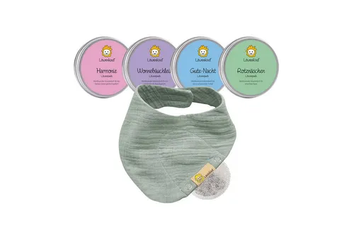 Löwenkind Babypflege-Set Startklar-Set - Nageletuis für Babys und Kinder, inklusive 100% natürlichen Kräuterpads für sanfte Unterstützung bei Zahnen und Erkältungen.