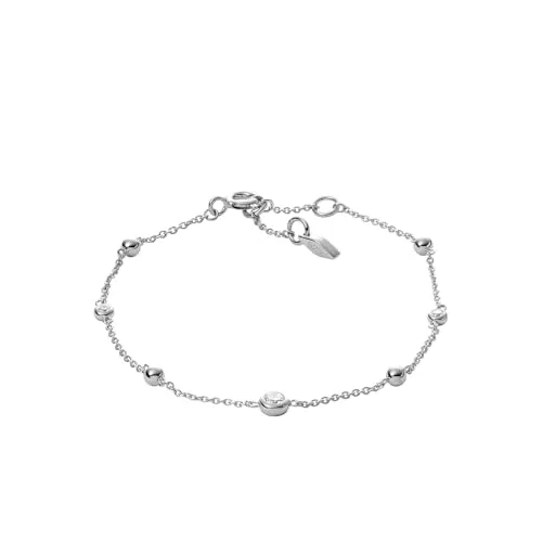 Fossil Glitz By The Yard Armband für Frauen - Elegantes Damenarmband aus Sterlingsilber, poliert und mit Hummerverschluss, individuell anpassbar mit einer Gesamtlänge von bis zu 19,9 cm.