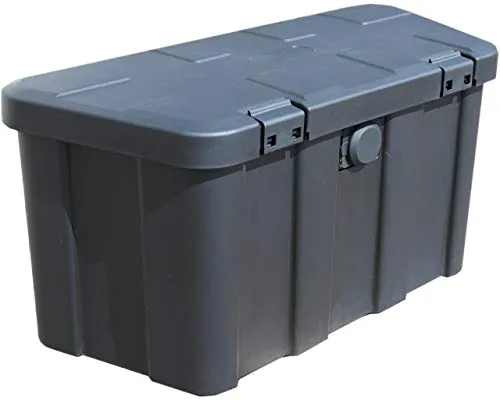 HGW Deichselbox 45L für PKW Anhänger – robuste Gurtkiste & Staukiste – inkl. Befestigungsmaterial – wetterfeste Werkzeugbox aus Kunststoff