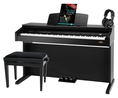 Classic Cantabile DP-210 SM E-Piano Schwarz matt Set - Keyboards mit 88-Tasten Hammermechanik, ideal für Einsteiger und Fortgeschrittene, inklusive Bank, Kopfhörer und Noten für ein komplettes Spielerlebnis.