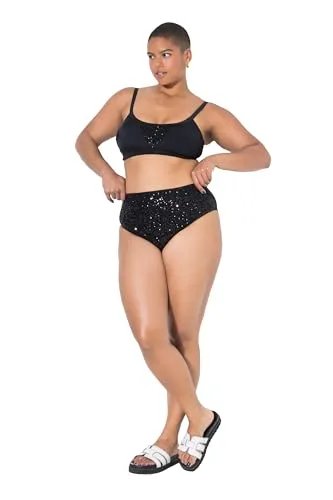 Studio Untold Damen große Größen Übergrößen Plus Size Bikini-Slip, Highwaist, Pailletten, Shaping schwarz 48 841238100-48
