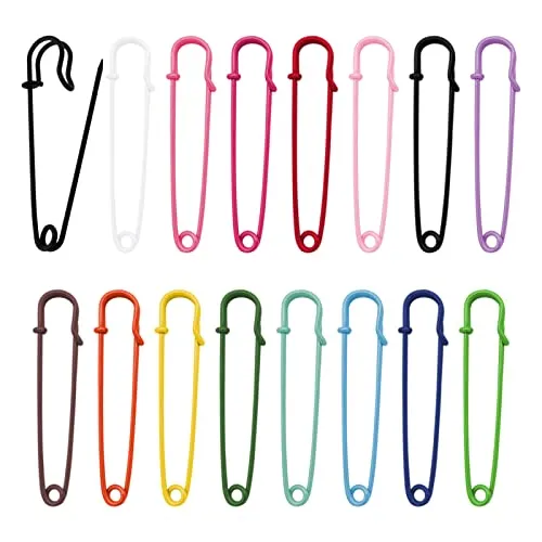 Zasjon Sicherheitsnadeln Große, 20 Stück Sicherheitsnadel 75mm Sicherheitsnadeln Set, broschennadeln Schmuck Bunt Safety Pins für Kleidung Nähen Schmuckhandwerk