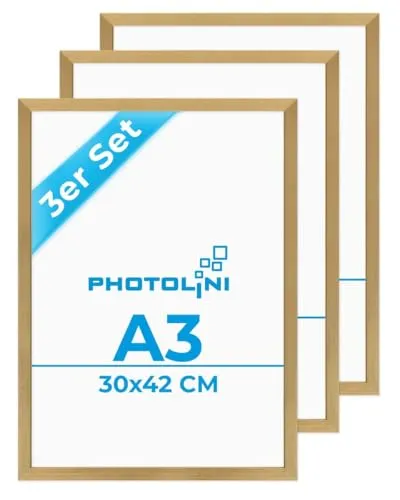 PHOTOLINI Bilderrahmen 3er Set aus MDF mit Acrylglas - Einzelrahmen Set aus stabilen MDF-Holz, ideal für moderne Wanddekoration. Die schlichte Optik hebt Ihre Bilder hervor und verleiht jedem Raum einen individuellen Charakter.