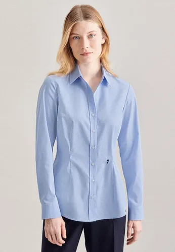 Hemdbluse SEIDENSTICKER Damen 4XL, Blau kariert - Elegante Slim Fit Hemdbluse aus 100% Baumwolle, bügelfrei und ideal für Business-Outfits. Das zeitlose Streifen-Muster und der Hemdblusenkragen verleihen feminine Eleganz.