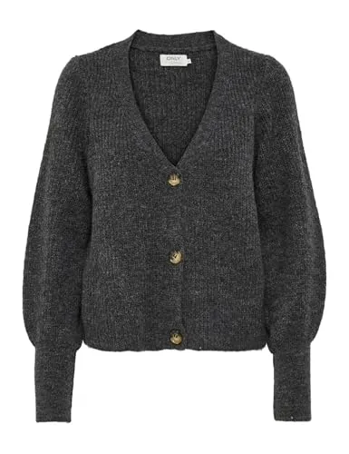 ONLY Damen Onlclare L/S Vest KNT Noos Strickjacke, Dunkelgrau Melange, XS EU - Modische Damen Strickjacke mit V-Ausschnitt und Knopfleiste, ideal für vielseitige Outfits und angenehmen Tragekomfort.