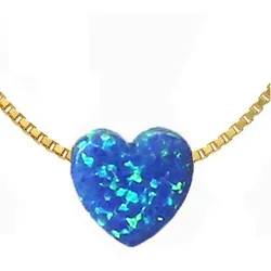 Edellis Kette mit Anhänger Königsblaue Opal Herz Halskette mit 14 Karat Gold Gefüllt Box Kette 45+3cm