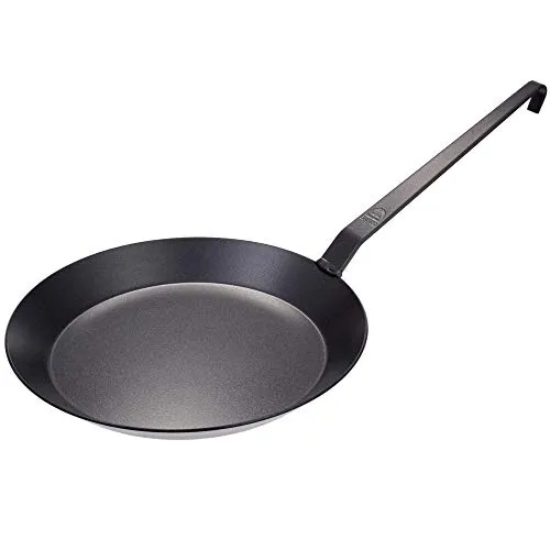 GRÄWE Eisenpfanne Ø 28 cm mit Antihaft-Keramikbeschichtung - Pfanne mit Hakenstiel für gesünderes Braten mit weniger Öl, hervorragende Hitzeverteilung, geeignet für alle Herdarten und hitzebeständig bis über 400°C.