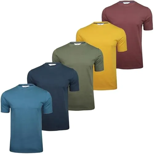 Xact Herren T Shirt 5er Pack – 100% Baumwolle, Basic Kurzarm Rundhals, Regular Fit, Multipack (5-Pack - Deep Reflection) L