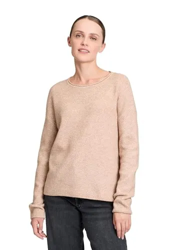 Betty & Co Damen Pullover 5758/3428, Camel Melange, Größe 46 - Modischer Damenpullover mit feiner Struktur und modernem Melange-Muster. Ideal für lässige Alltagslooks, bietet er eine bequeme Passform und ist ein unverzichtbares Basic in jeder Garderobe.