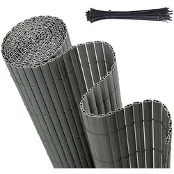 Sekey Balkonsichtschutz PVC Sichtschutzmatte Doppelte Verstärkung Innen, Sichtschutzzaun UV-beständig Wetterfest Windschutz Balkonverkleidung Zaunblende grau 500 cm x 80 cm