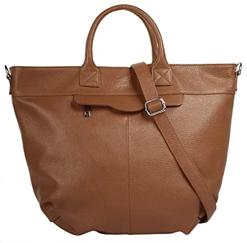 Henkeltasche SAMANTHA LOOK, Damen, Leder, cognac - Elegante Handtasche aus 100% Rindleder, Made in Italy. Mit geräumigem Hauptfach und Smartphonefach ist sie der perfekte Begleiter für Shoppingtouren.