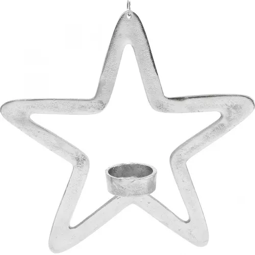Deko Stern Teelichthalter zum Hängen Metall Silbern 24cm Weihnachtsdeko