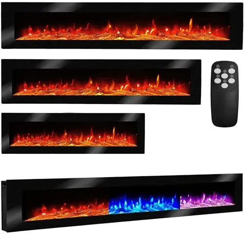 Elektrokamin Wandkamin Ben 250cm mit LED Flammensimulation - Elektrischer Kamin mit realistischem Flammeneffekt und Fernbedienung. Genießen Sie behagliche Wärme und stimmungsvolles Ambiente mit dimmbaren LED-Flammen und Timerfunktion.