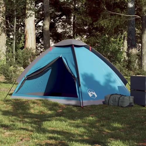 vidaXL Kuppel-Campingzelt 2 Personen Blau - Wasserdichtes Campingzelt für 2 Personen, ideal für Outdoor-Abenteuer. Leicht und tragbar mit einfachem Zugang und guter Luftzirkulation.