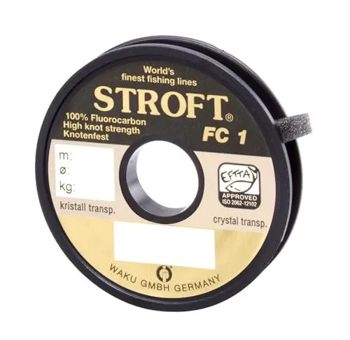 Stroft FC1 50m 0,36mm 10,4kg Angelschnur - Fluorkohlenwasserstoff Angelschnur, extrem reißfest und nahezu unsichtbar im Wasser für erfolgreiche Angelabenteuer.