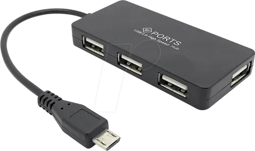 Micro USB 2.0 OTG Hub schwarz mit 4 Ports