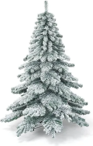 Künstlicher Weihnachtsbaum mit Schneeflocken, 180 cm, Grün + Weiß