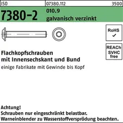 Flachkopfschraube ISO 7380-2 Bund/Innen-6kt M5x12 010.9 galv.verz. 500St.