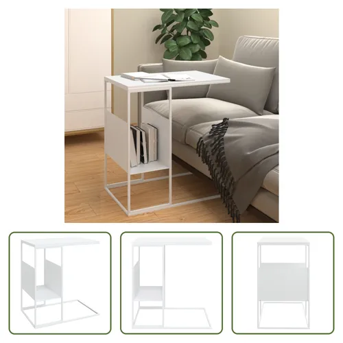 The Living Store Beistelltisch C-Design Weiß 55x36x59,5 cm
