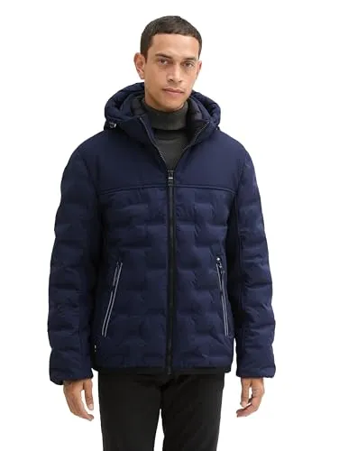 TOM TAILOR Herren Hybrid Pufferjacke mit Abnehmbarer Kapuze - Funktionsjacke für Herbst und Winter, schützt vor Wind und Kälte, mit abnehmbarer Kapuze und seitlichen Reißverschlusstaschen für praktischen Komfort.
