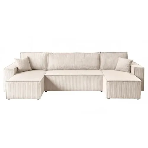 Gepolstertes Ecksofa CARLOS U Cord Poso 100 mit Schlaffunktion - Ecksofa mit Bettkasten, ideal für Wohnräume. Genießen Sie außergewöhnlichen Komfort durch gewellte Federn und hochflexiblen Schaumstoff, der optimalen Halt bietet.