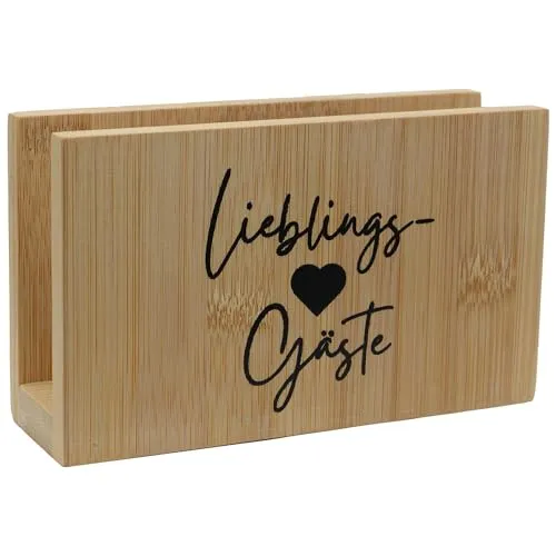 UNUS Serviettenhalter Bambusholz Lieblingsgäste Serviettenständer Serviettenspender Papiertuchhalter