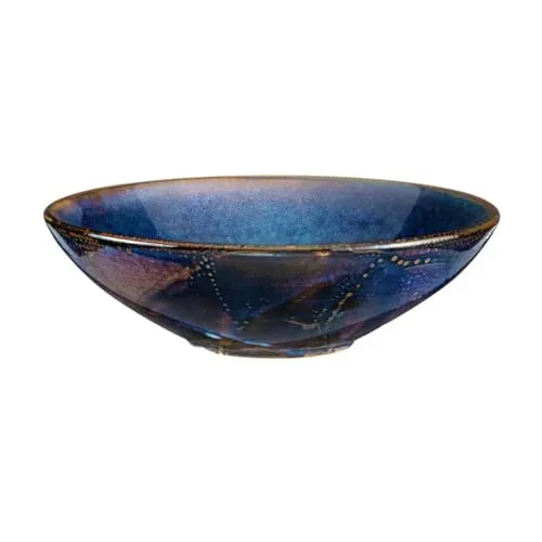 Verlo DEEP Blue Tiefe Teller 23,5 cm Suppenteller Servierteller Dinnerteller Deko Teller Kuchenteller aus hochwertigem Porzellan