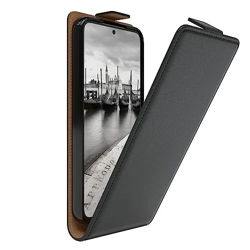 EAZY CASE Hülle kompatibel mit Samsung Galaxy S23 Flip Cover zum Aufklappen, Handyhülle aufklappbar, Schutzhülle, Flipcover, Flipcase, Flipstyle Case vertikal klappbar, aus Kunstleder, Schwarz