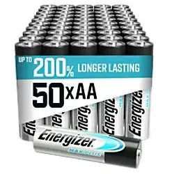 Energizer Max Plus AA Batterien, 50 Stück - Hochleistungs-Batterien für High-Tech Geräte, auslaufsicher und langlebig mit 12 Jahren Haltbarkeit. Ideal für Geräte mit hohem Energiebedarf.