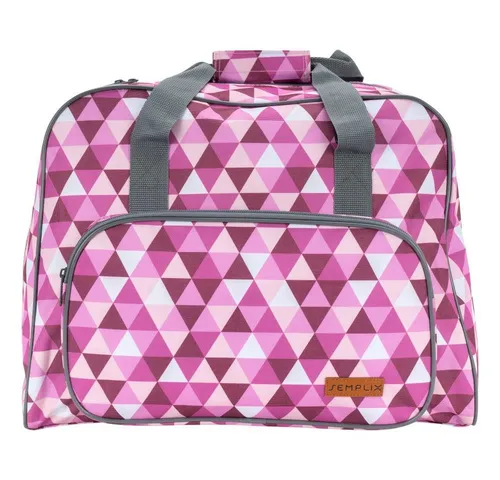 Semplix Nähmaschinentasche - Diamond Design in Beere/Rosa - Nähmaschinentaschen für sicheren Transport und Aufbewahrung. Mit klemmfreiem 2-Wege-Reißverschluss und zusätzlichem Fach für Zubehör. Ideal für alle gängigen Haushaltsnähmaschinen.