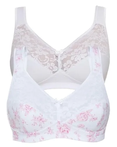 Susa Baumwoll BH Damen 2er Pack - Basic 27931 - Klassische BHs für Damen, bügellos mit 3-geteilten Cups und verstellbaren Trägern für optimalen Halt und Komfort im Alltag.