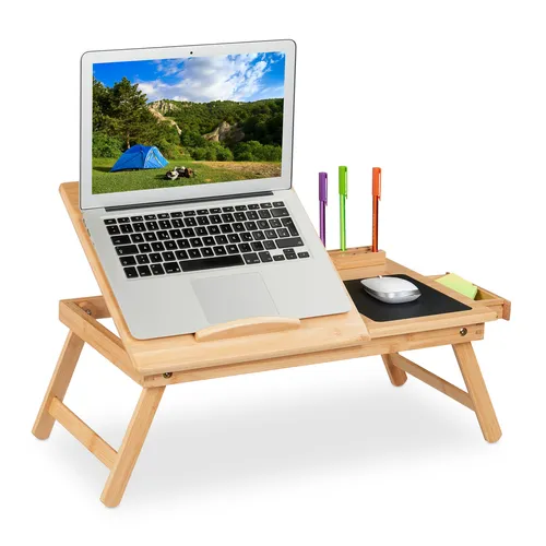 Klappbarer Betttisch für Laptops - Schreibtische & Computermöbel – Leichter und klappbarer Laptoptisch aus Bambus, ideal für Sofa oder Bett, mit praktischer Schublade und ohne Montageaufwand.