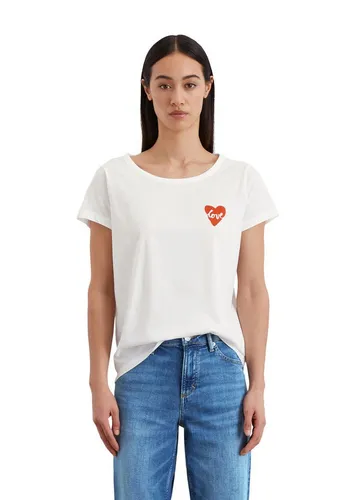 Marc O'Polo Weißes Shirt - L, Bio-Baumwolle - Shirt aus reiner Bio-Baumwolle mit grafischem Print, Rundhalsausschnitt und geradem Schnitt - ideal für umweltbewusste Modebewusste.