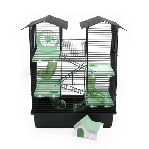 Nagerkäfig XXL 62x55x38 cm mit Zubehör turkis Maus Hamster Käfig Tunnel 4Leitern